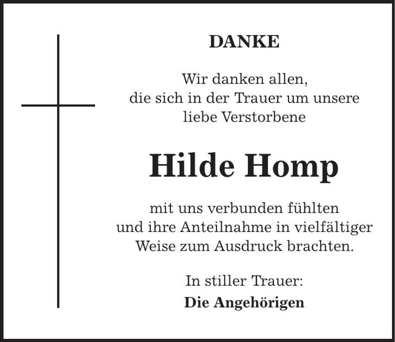 Traueranzeige Hilde Homp