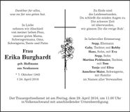 Traueranzeige Erika Burghardt