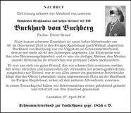 Traueranzeige Dieter Brand