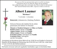 Traueranzeige Albert Laumer