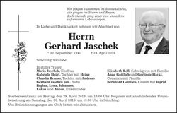 Traueranzeige Gerhard Jaschek