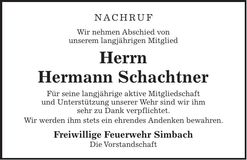 Traueranzeige Hermann Schachtner