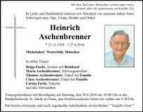 Traueranzeige Heinrich Aschenbrenner