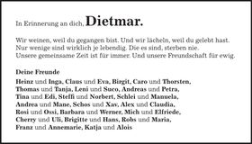Traueranzeige Dietmar Meier