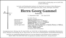 Traueranzeige Georg Gammel