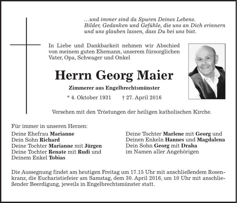 Traueranzeige Georg Maier