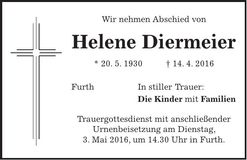 Traueranzeige Helene Diermeier