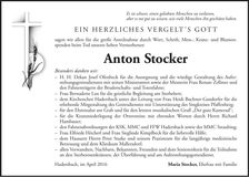 Traueranzeige Anton Stocker