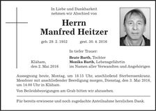 Traueranzeige Manfred Heitzer