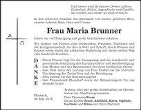 Traueranzeige Maria Brunner