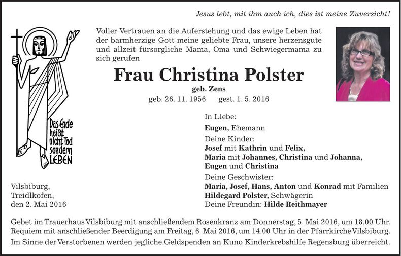 Traueranzeige Christina Polster