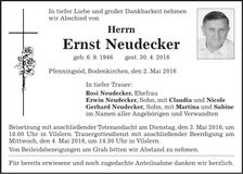 Traueranzeige Ernst Neudecker