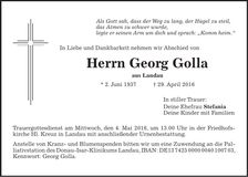Traueranzeige Georg Golla