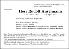 Traueranzeige Rudolf Anselmann
