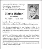 Traueranzeige Herta Walter