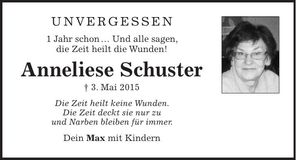 Traueranzeige Anneliese Schuster