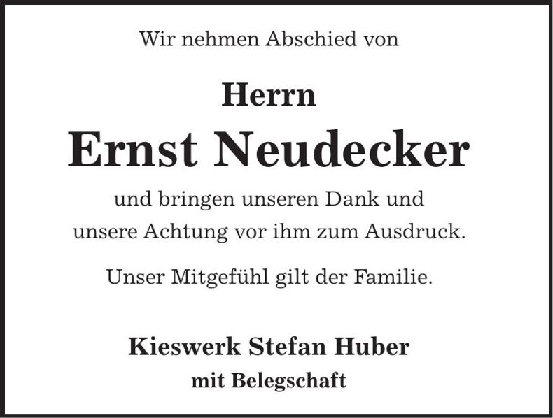 Traueranzeige Ernst Neudecker
