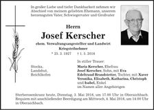 Traueranzeige Josef Kerscher