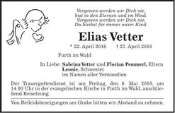 Traueranzeige Elias Vetter