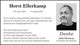Traueranzeige Horst Ellerkamp