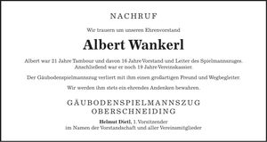 Traueranzeige Albert Wankerl
