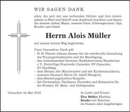 Traueranzeige Alois Müller