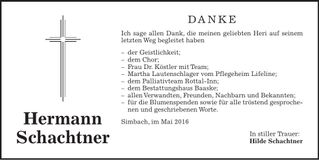 Traueranzeige Hermann Schachtner