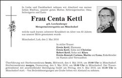 Traueranzeige Centa Kettl