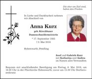 Traueranzeige Anna Kurz