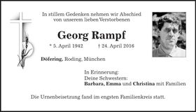 Traueranzeige Georg Rampf