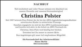 Traueranzeige Christina Polster