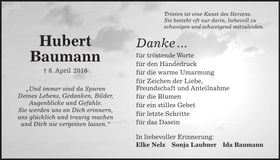 Traueranzeige Hubert Baumann