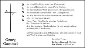 Traueranzeige Georg Gammel