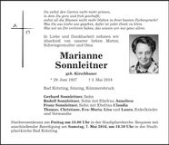 Traueranzeige Marianne Sonnleitner