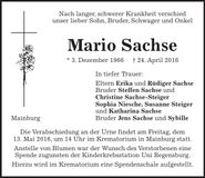 Traueranzeige Mario Sachse