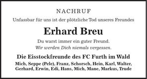 Traueranzeige Erhard Breu
