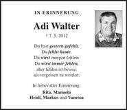 Traueranzeige Adi Walter