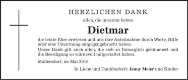 Traueranzeige Dietmar Meier
