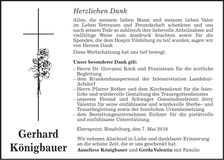 Traueranzeige Gerhard Königbauer