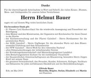 Traueranzeige Helmut Bauer