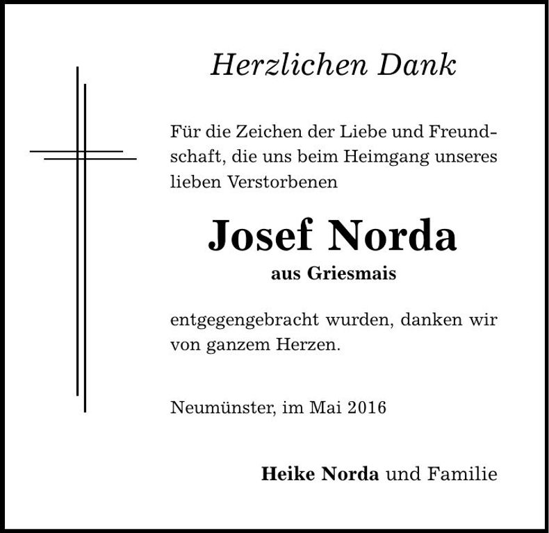 Traueranzeige Josef Norda