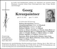 Traueranzeige Georg Kreuzpaintner
