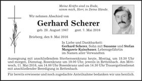 Traueranzeige Gerhard Scherer