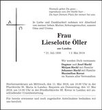 Traueranzeige Lieselotte Öller