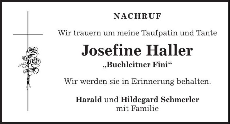 Traueranzeige Josefine Haller