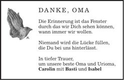 Traueranzeige Maria Meidinger
