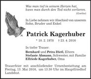 Traueranzeige Patrick Kagerhuber