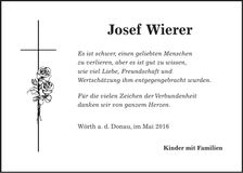 Traueranzeige Josef Wierer
