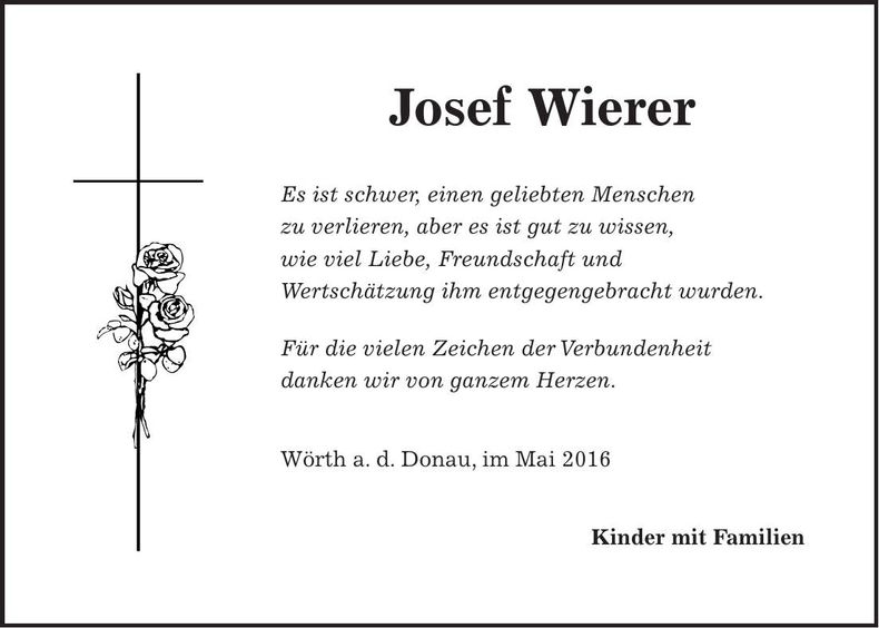Traueranzeige Josef Wierer