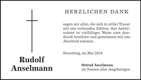 Traueranzeige Rudolf Anselmann